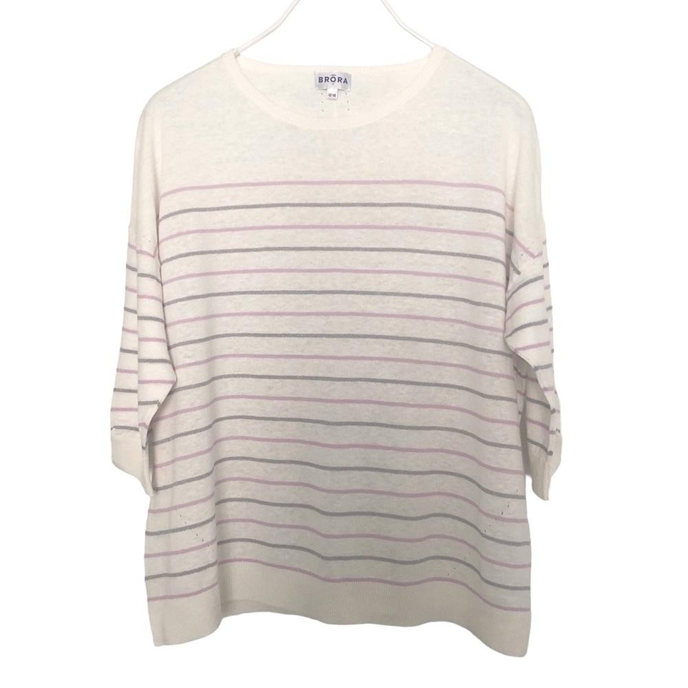 Brora Lightweight Cream Knit Linen/Cotton Top US 8-10 / UK 12-14
